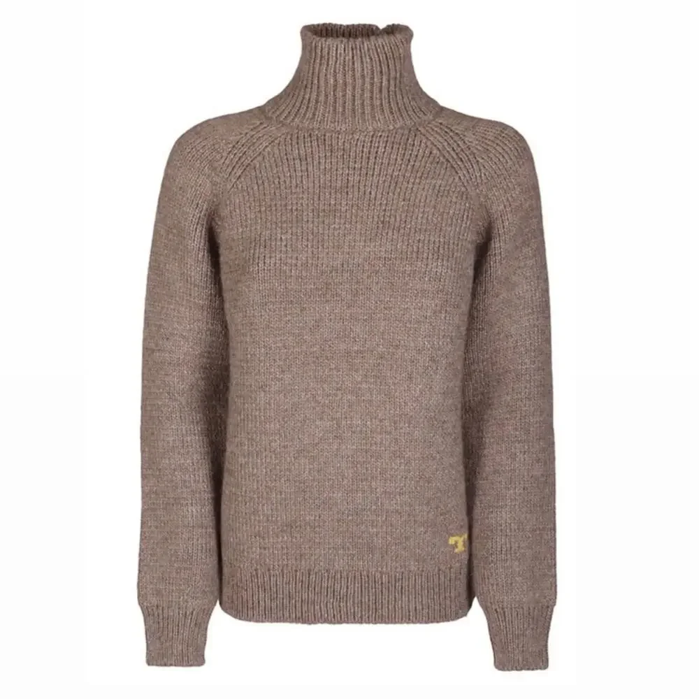 $599 Tory Burch Melange Knit Turtleneck Oversized Sweater Mocha Brown Size Small